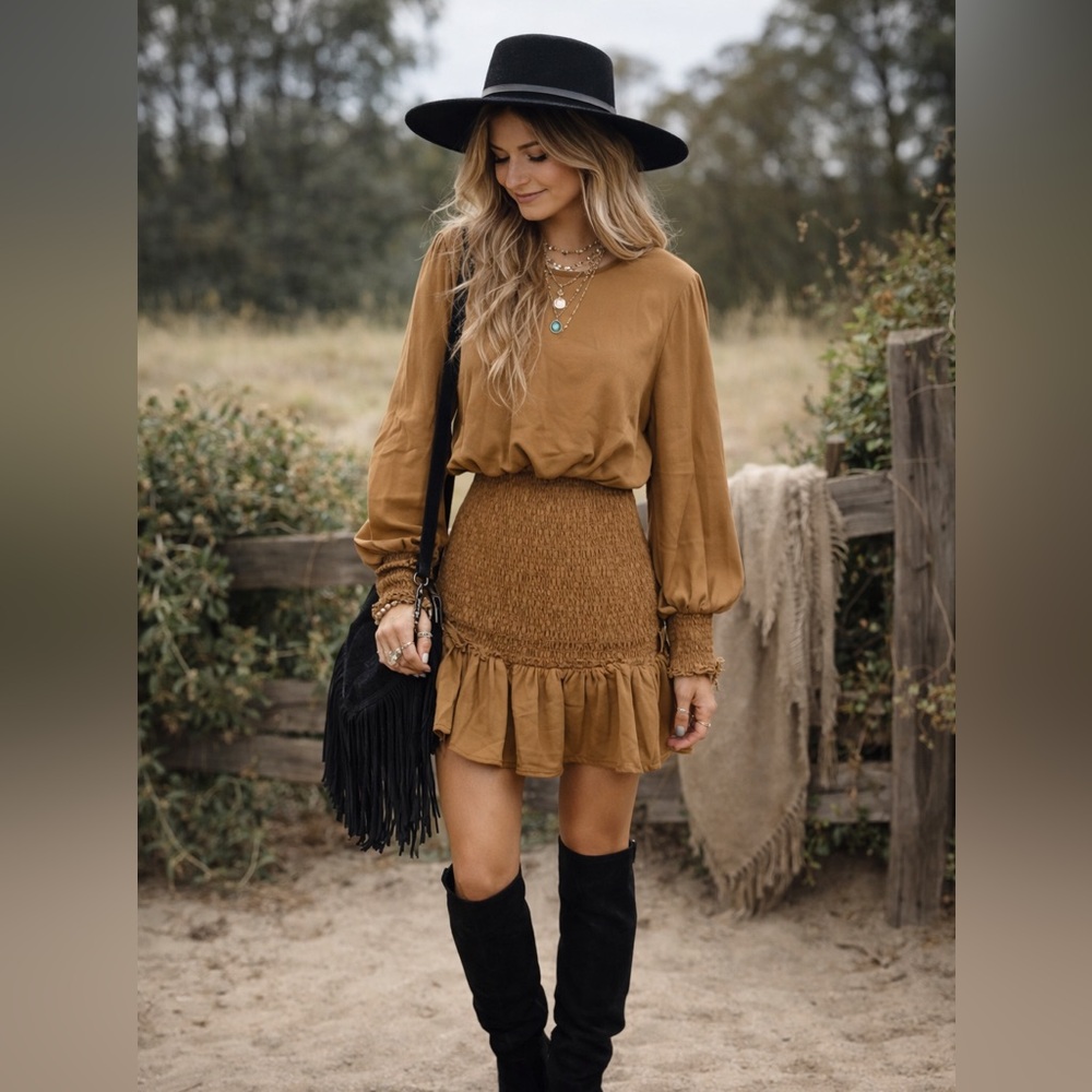 REVOLVE WINTER MUSE BOHO TAN JASMINE DRESS NWT SZ MED